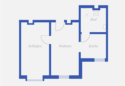 Grundriss einer Wohnung mit 60 Quadratmeter